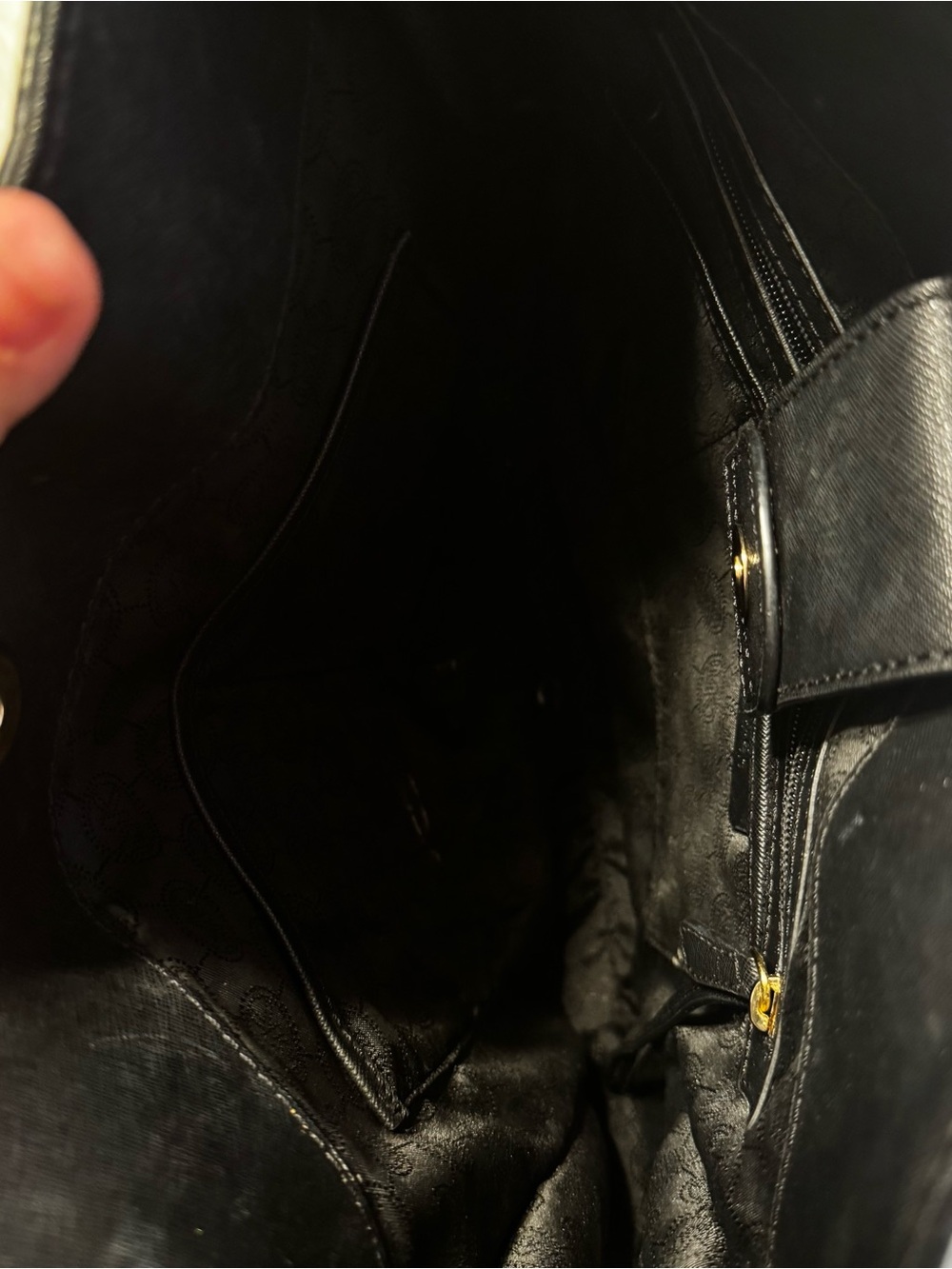 Micheal Kors Black Leather Tote Bag with Gold Hardware - Women Bags - Picture 5 of 6
